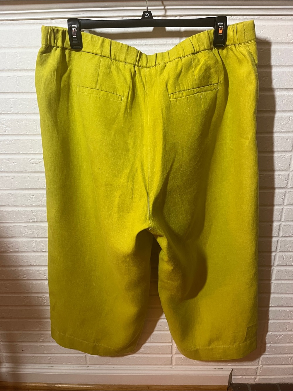 J.Jill Love Linen Lime Green Wide-Leg Cropped Pants - Picture 3 of 5